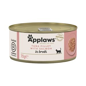 Applaws Adult Cat Cans Tuna/Fish in Broth 70g - Tuna Fillet with Salmon (6 x 70g)