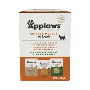 Applaws Adult Mixed Pack Cat Pouches in Broth 70g - Chicken Selection (24 x 70g)