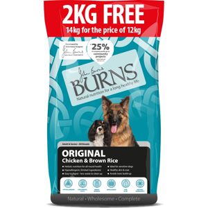 Burns Dry Dog Food - 12kg + 2kg Free ! * - Adult & Senior Original - Chicken & Brown Rice (12kg + 2kg Free!)