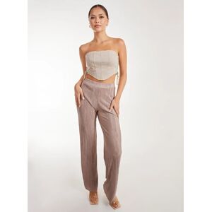 Pink Vanilla Plisse Flared Trousers  - M  - MOCHA