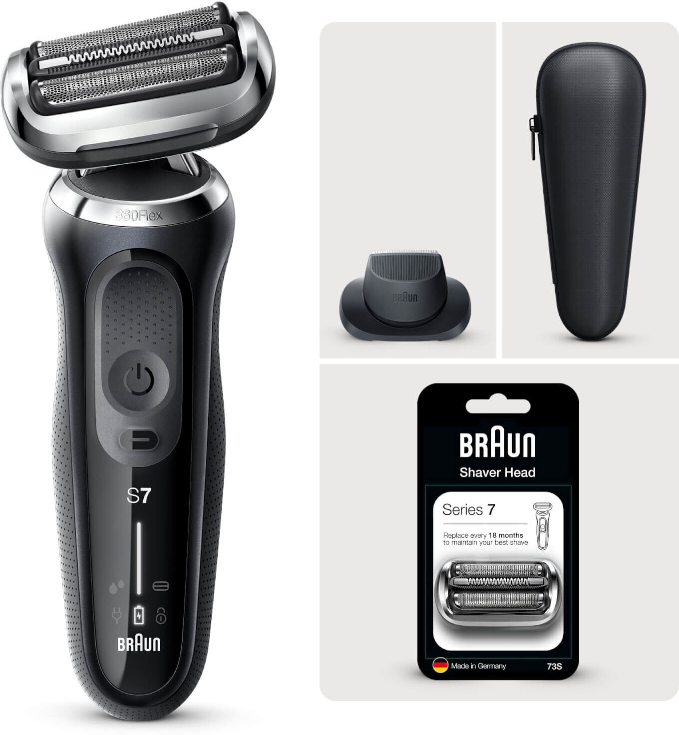 Braun Series 7 Electric Shaver with Precision Trimmer and Shaver Head Replacement Bundle