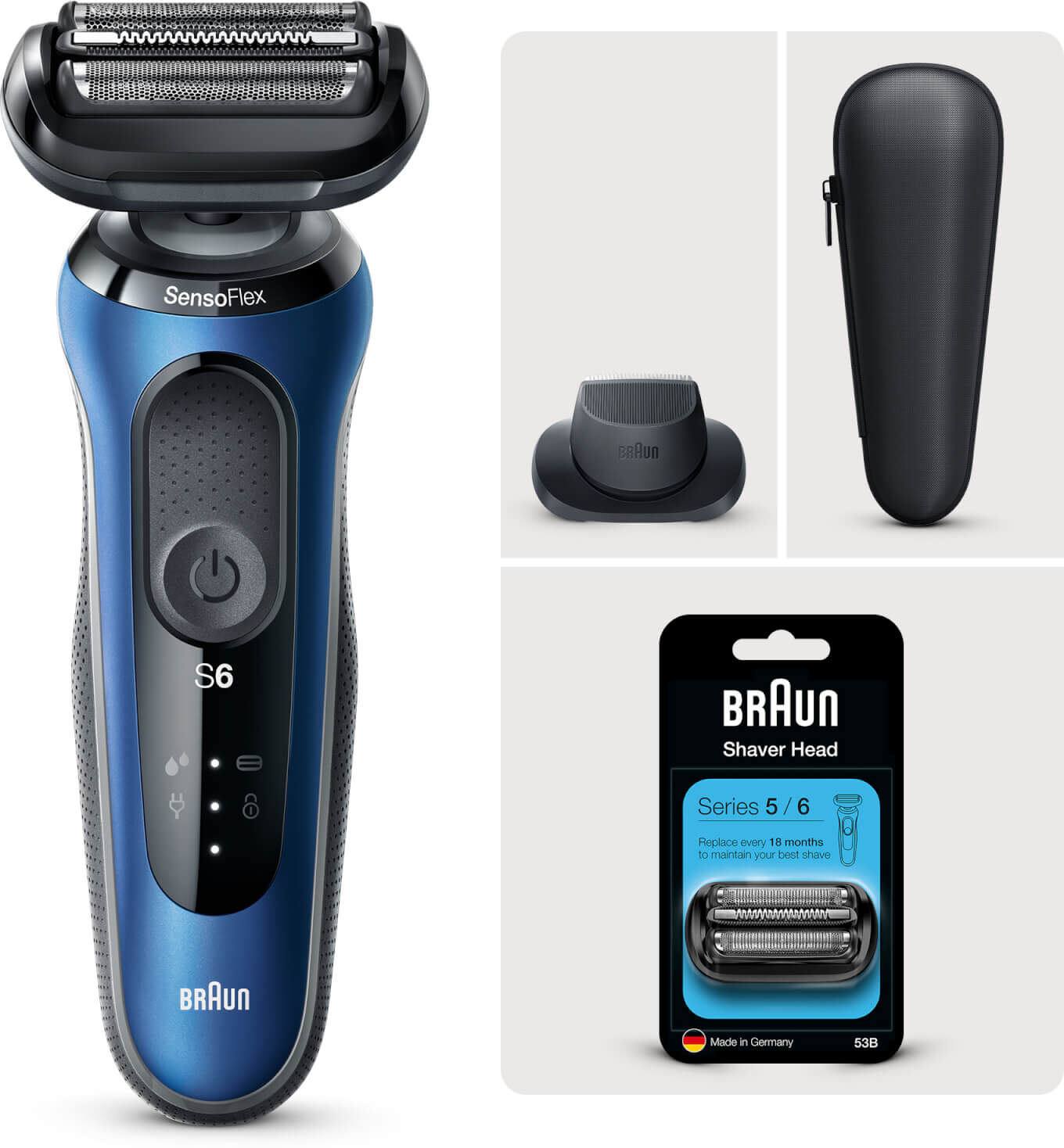 Braun Series 6 Electric Shaver with Precision Trimmer and Shaver Head Replacement Bundle