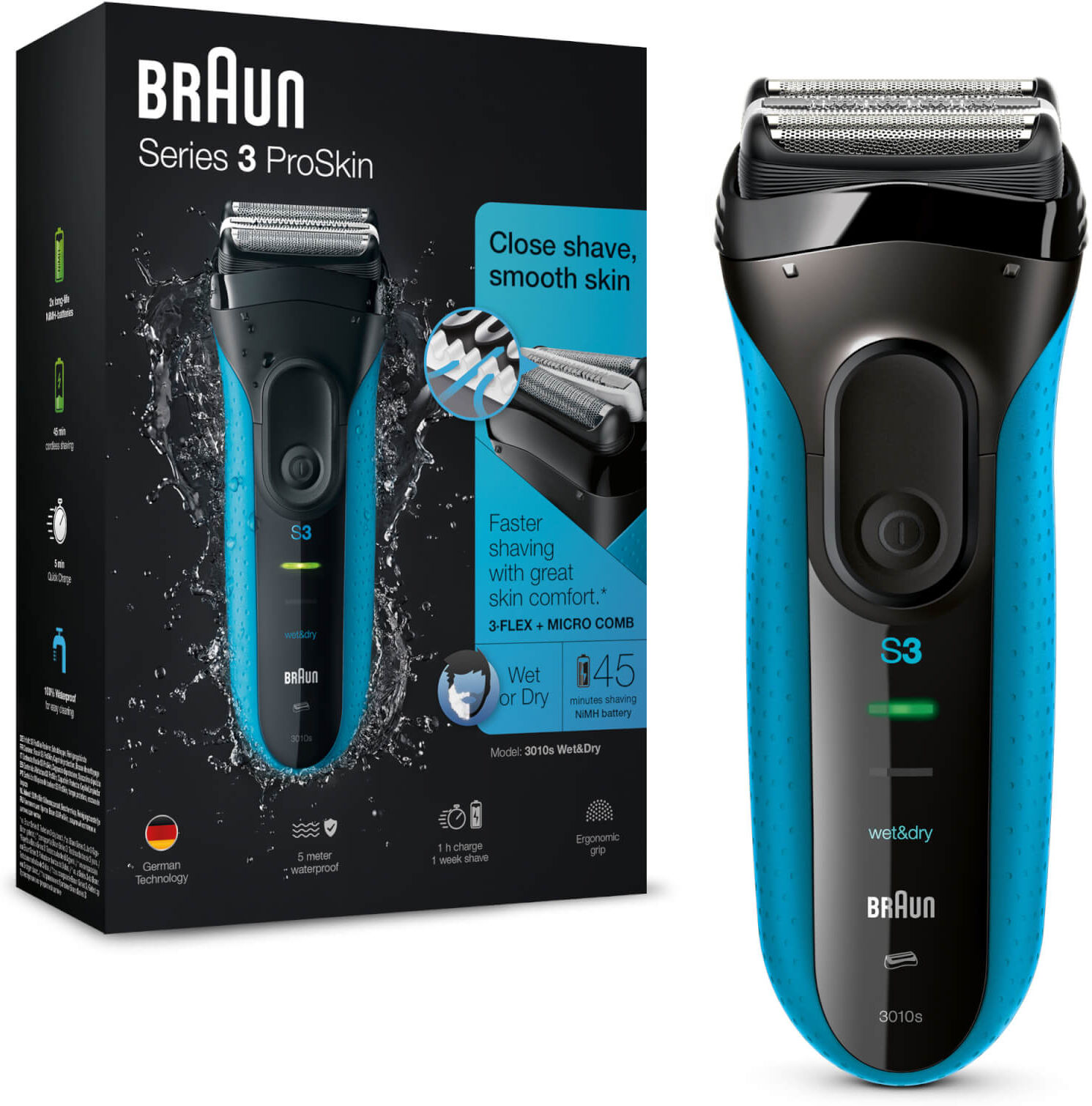 Braun Electric Shaver Series 3 3000s - Wet & Dry