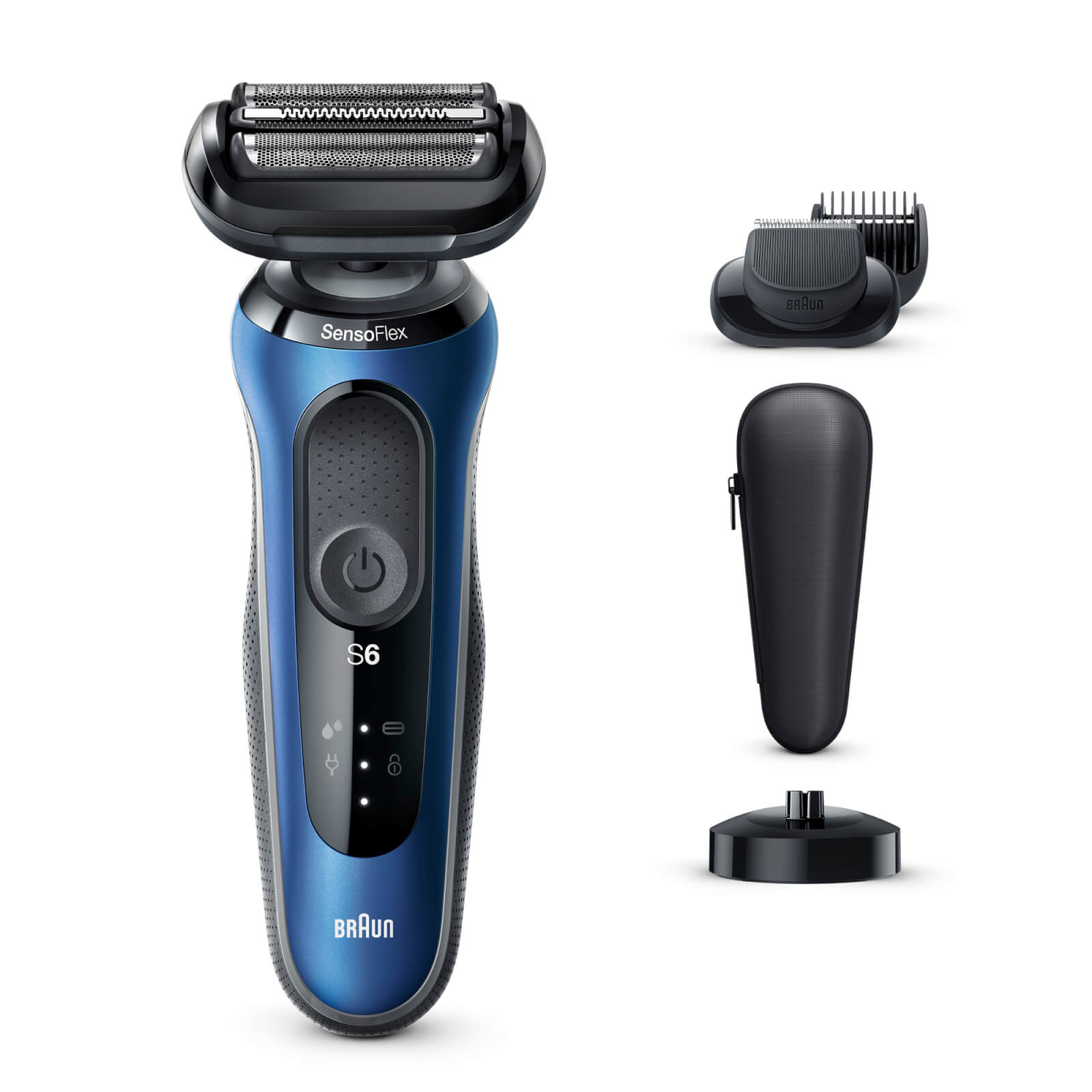 Braun Series 6 60-B4500cs Electric Shaver with Charging Stand  Beard Trimmer  Blue