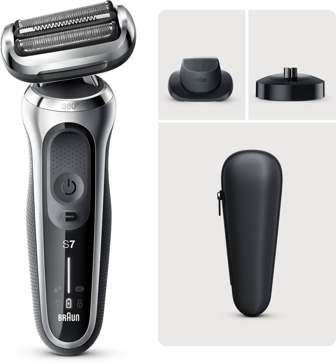 Braun Series 7 70-S4200cs Electric Shaver with Charging Stand  Precision Trimmer  Silver