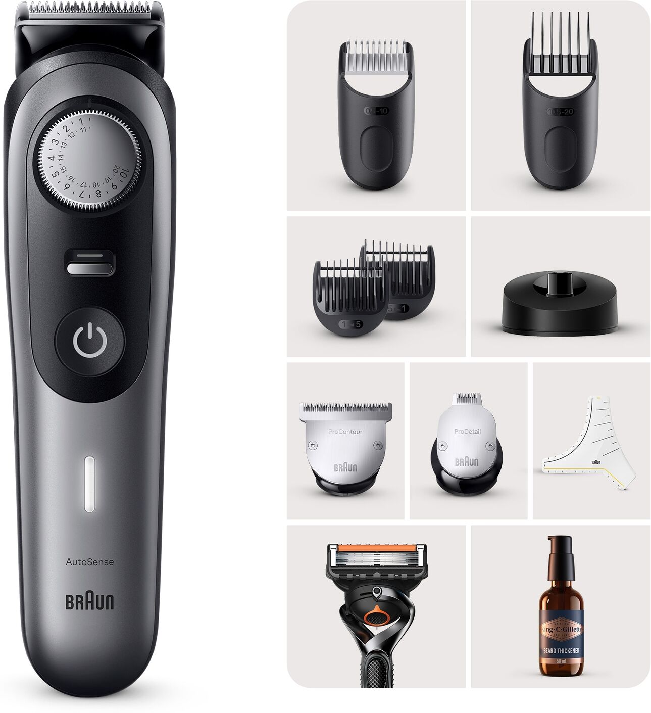 Braun Bundle: Beard Trimmer 9 BT9420 & King C. Gillette Beard Thickener