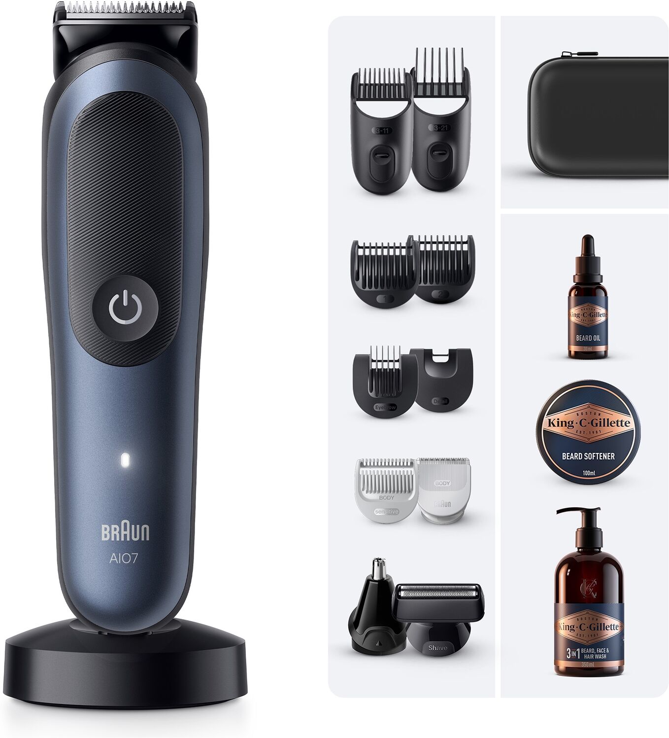 Braun Bundle: All-in-One Trimmer 7 & King C. Gillette Beard Care
