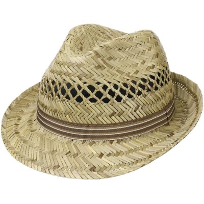 Striped Ribbon Trilby Straw Hat by Lipodo - nature - Female - Size: M (56-57 cm) Striped Ribbon Trilby Straw Hat by Lipodo - nature - Female - Size: M (56-57 cm)