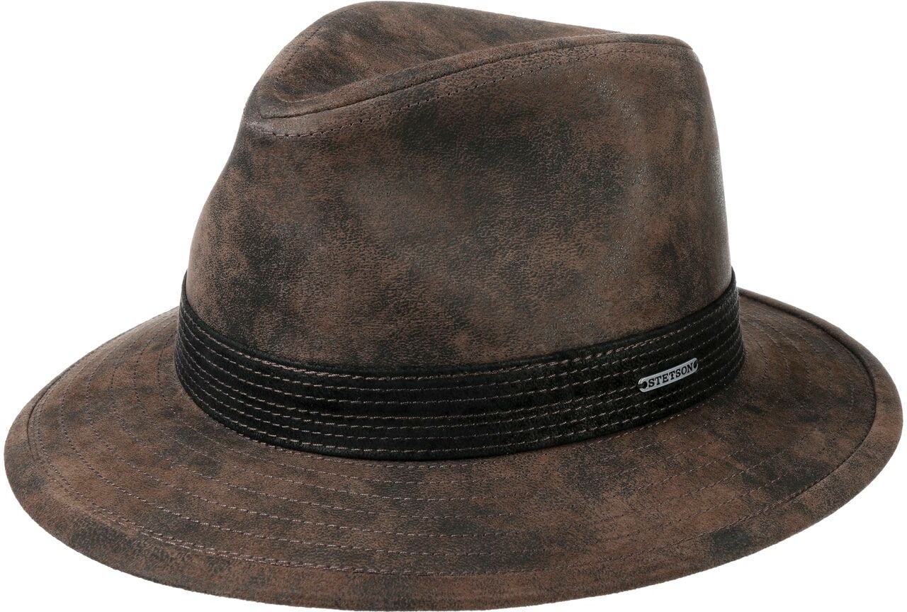 Jacky Pigskin Traveller Leather Hat by Stetson - brown - Size: M (56-57 cm)