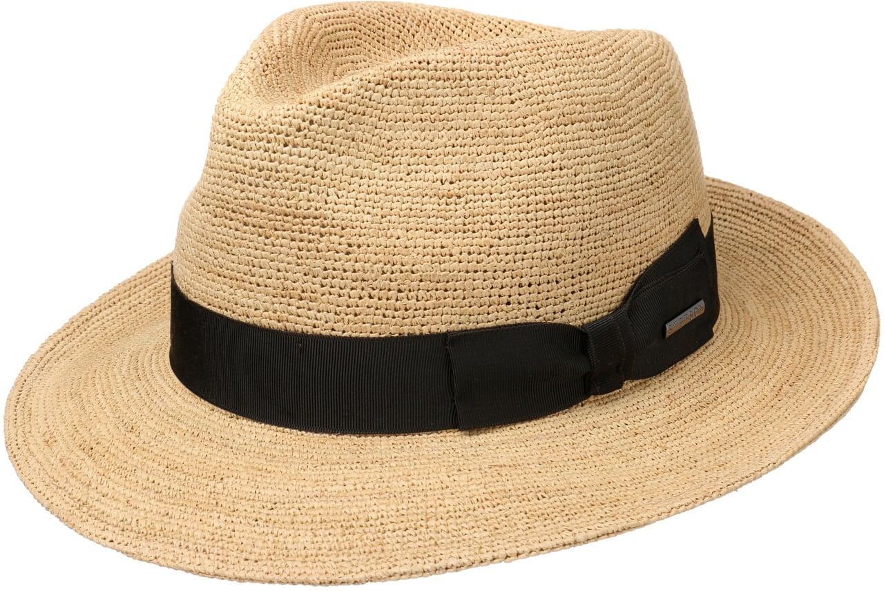 Jenkins Crochet Fedora Straw Hat by Stetson - nature - Female - Size: L (58-59 cm)