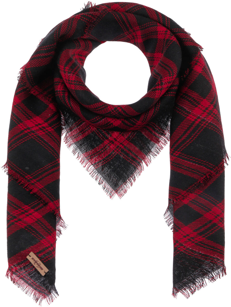 Shadow Plaid Scarf by Stetson - black-red - Female - Size: One Size