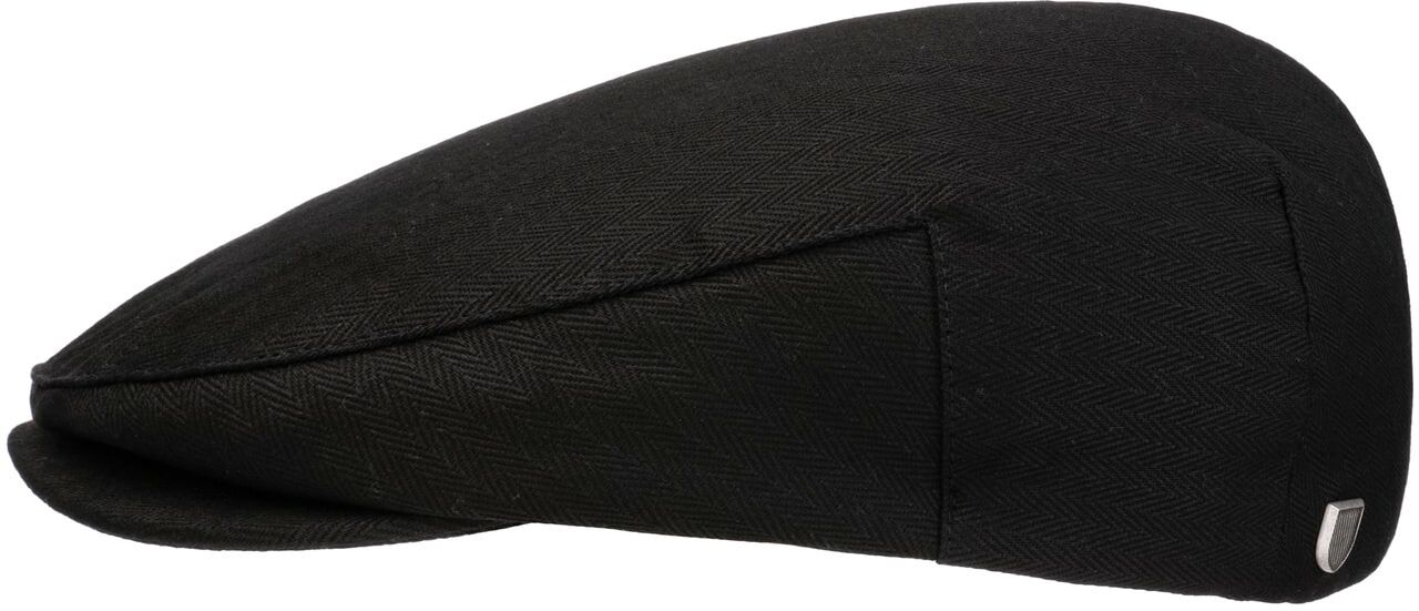 Cotton Herringbone Flat Cap by Brixton - black - Herren - Size: L (59-60 cm)