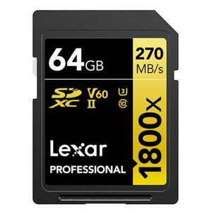 Lexar SDXC Pro Gold Series UHS-II 64GB V60 Memory Card