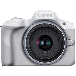 Canon EOS R50 Mirrorless Camera in White with RF-S 18-45mm Lens