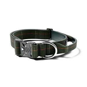 BullyBillows 4cm Tweed Combat Collar With Handle & Rated Clip - Forest Green M