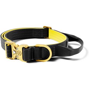 BullyBillows 2.5cm LIGHTER Combat Collar With Handle Rated Clip - Black, Yellow & Gold