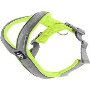 BullyBillows Slip on Padded Comfort Harness Non Restrictive & Reflective - Metal Grey & Neon