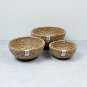 reSpiin Jute Mini Bowls Set Of Three - Natural