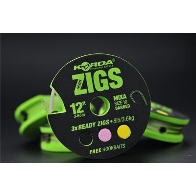 Korda ready-tied zigs - 12' Size 10 Barbless Korda ready-tied zigs - 12' Size 10 Barbless