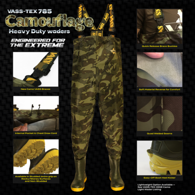 Vass-Tex 785 Camo Chest Waders - Heavy Duty Fishing Gear Vass-Tex 785 Camo Chest Waders - Heavy Duty Fishing Gear