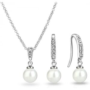 Philip Jones Jewellery Silver Plated Pearl Drop Set Created with Zircondia® Crystals