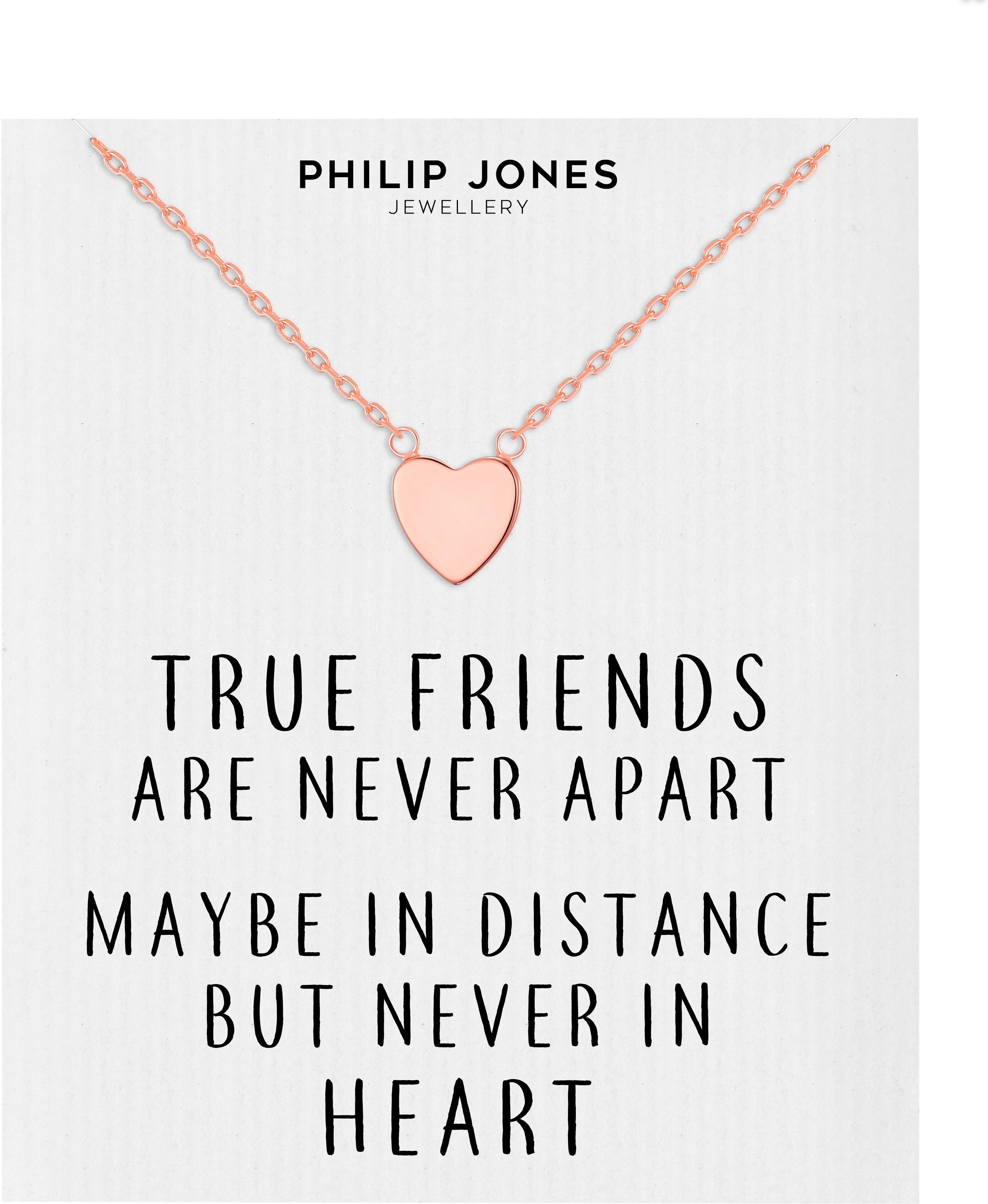 Philip Jones Jewellery Rose Gold Plated Heart Necklace with Quote Card