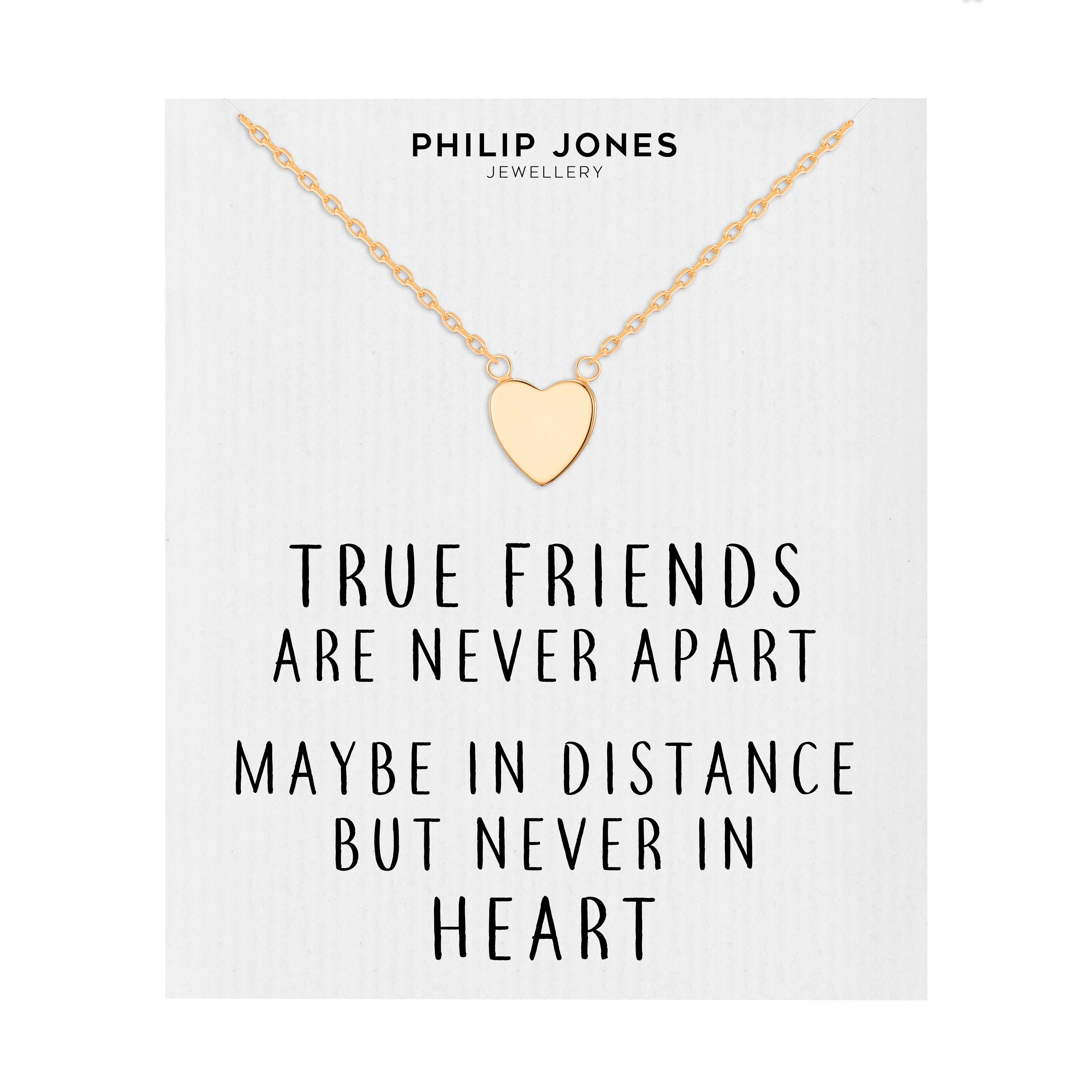 Philip Jones Jewellery Gold Plated Heart Necklace with Quote Card