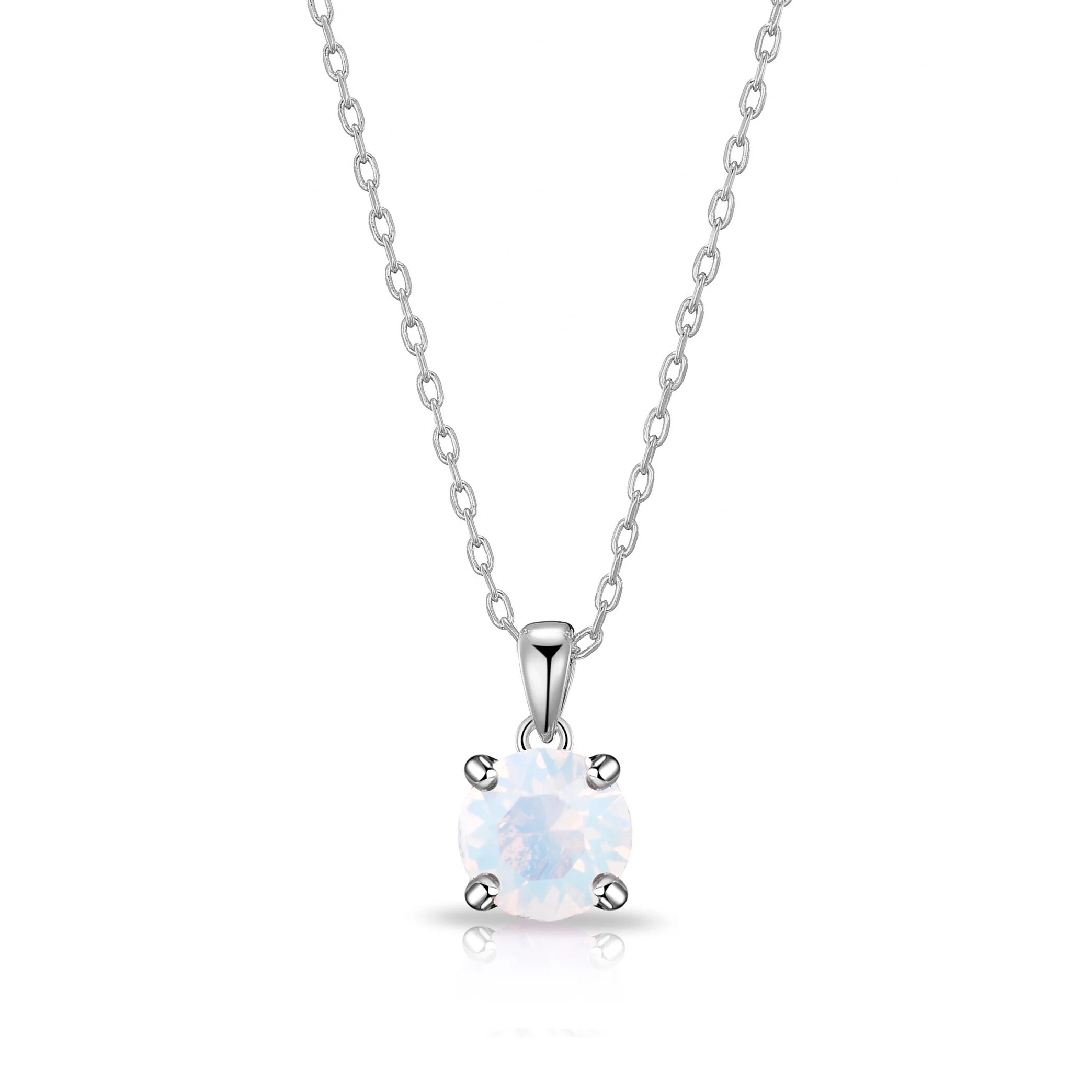 Philip Jones Jewellery White Opal Necklace Created with Zircondia® Crystals