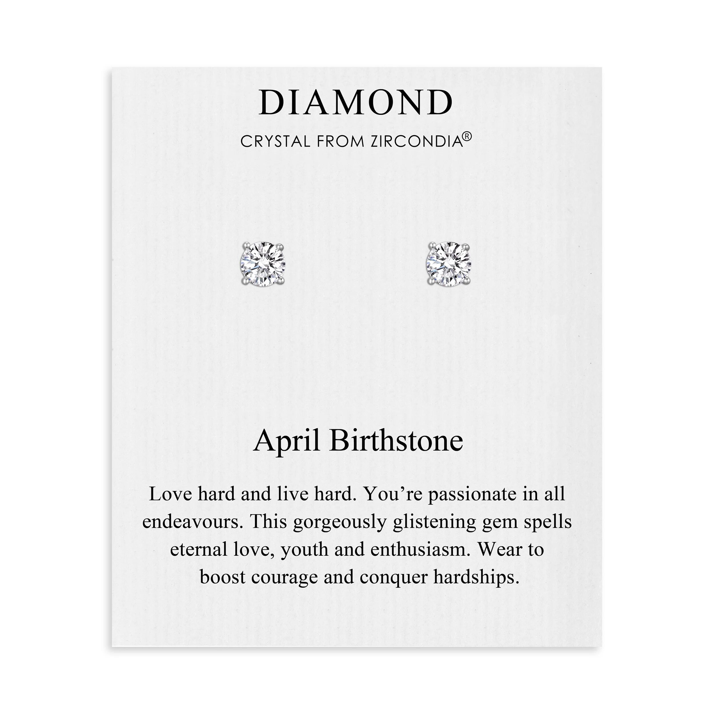 Philip Jones Jewellery April (Diamond) Birthstone Earrings Created with Zircondia® Crystals