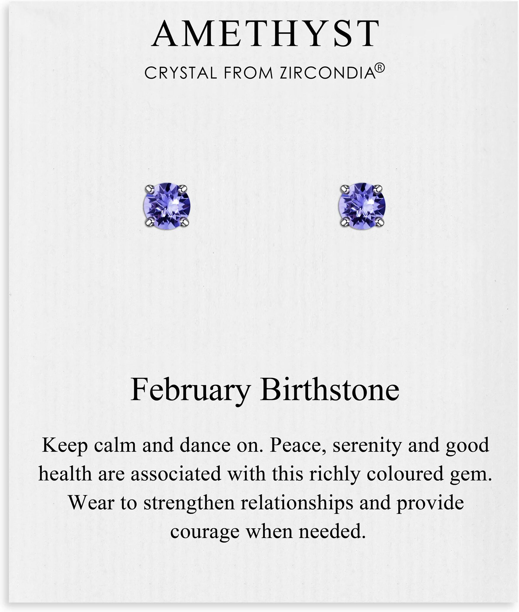 Philip Jones Jewellery February (Amethyst) Birthstone Earrings Created with Zircondia® Crystals