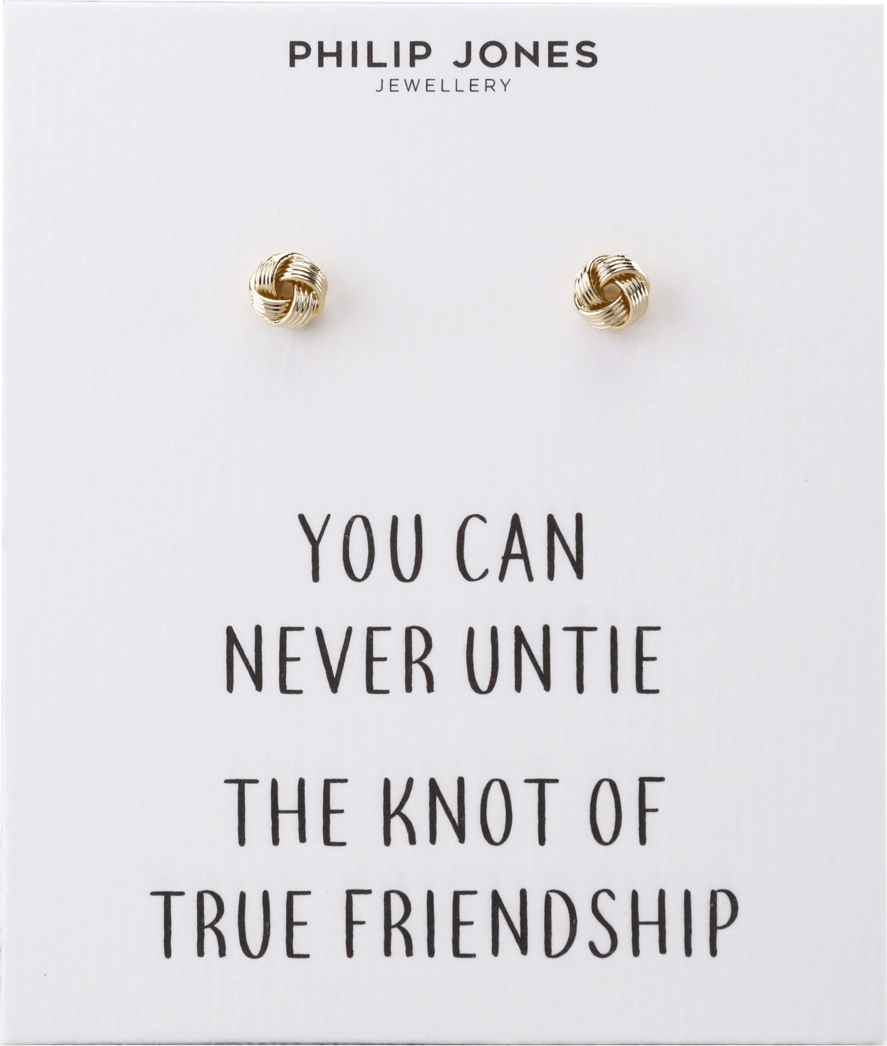 Philip Jones Jewellery Gold Plated Love Knot Earrings with Quote Card