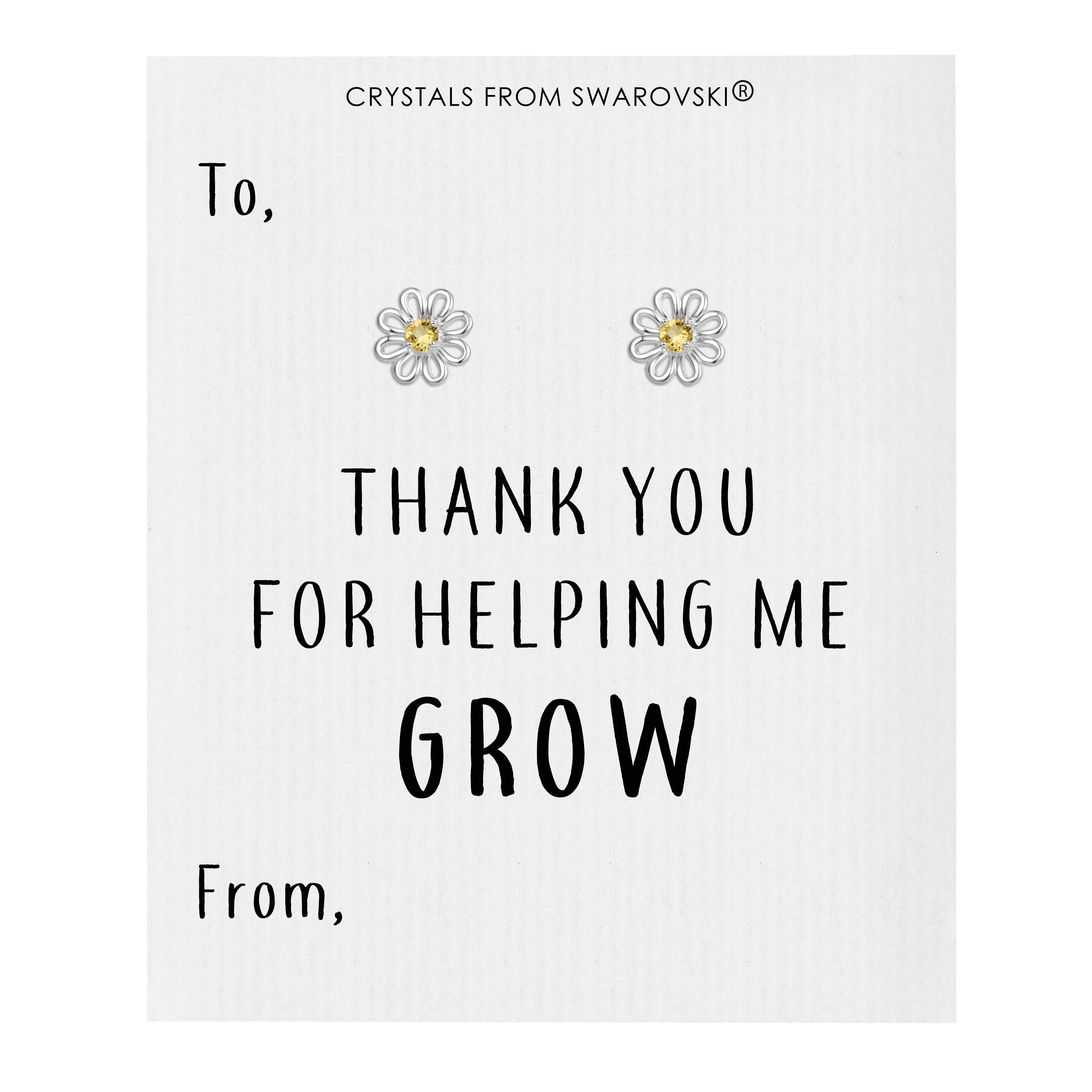 Philip Jones Jewellery Thank You For Helping Me Grow Daisy Earrings Created with Zircondia® Crystals