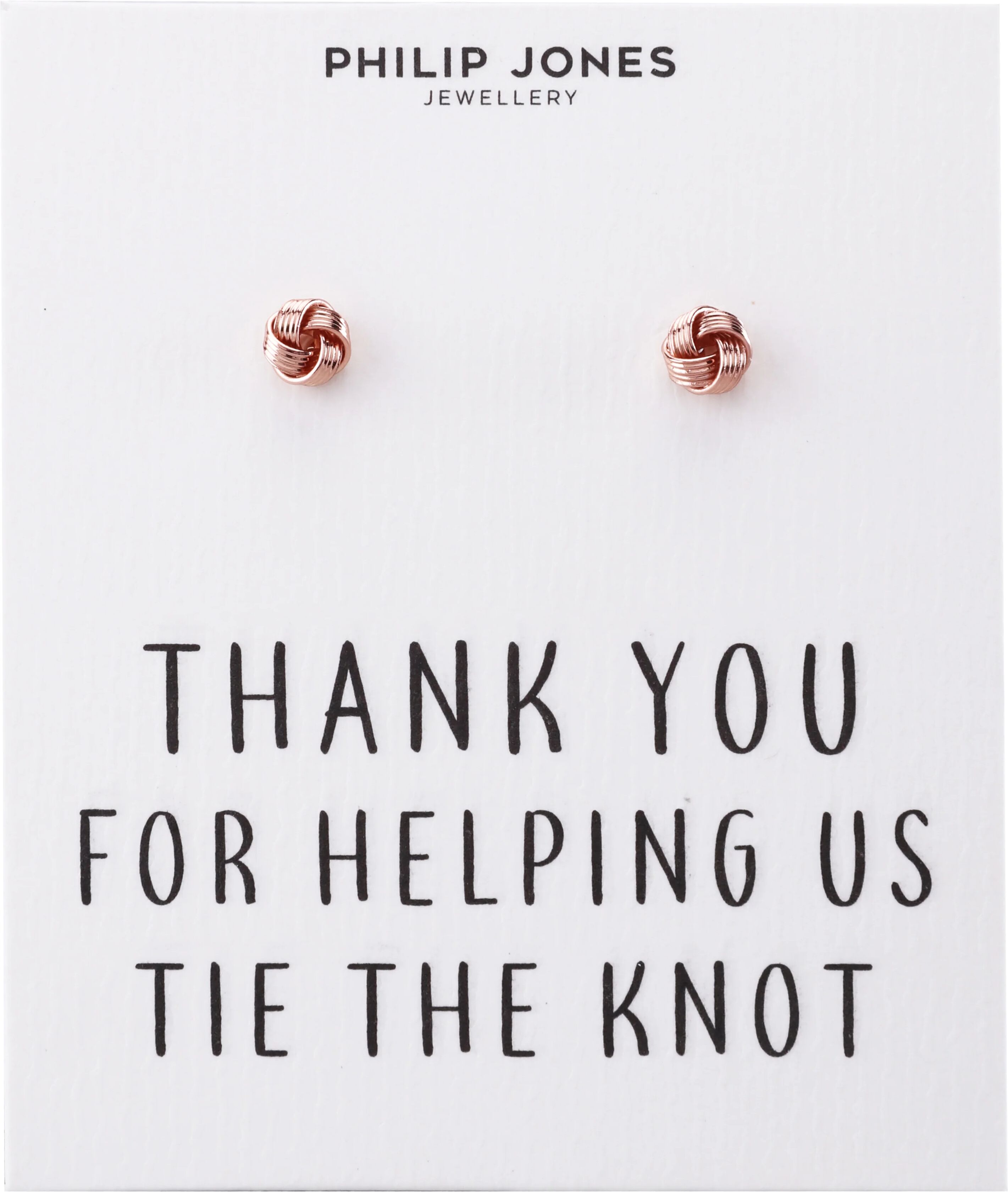 Philip Jones Jewellery Rose Gold Plated Thank You for Helping us Tie The Knot Earrings with Quote Card