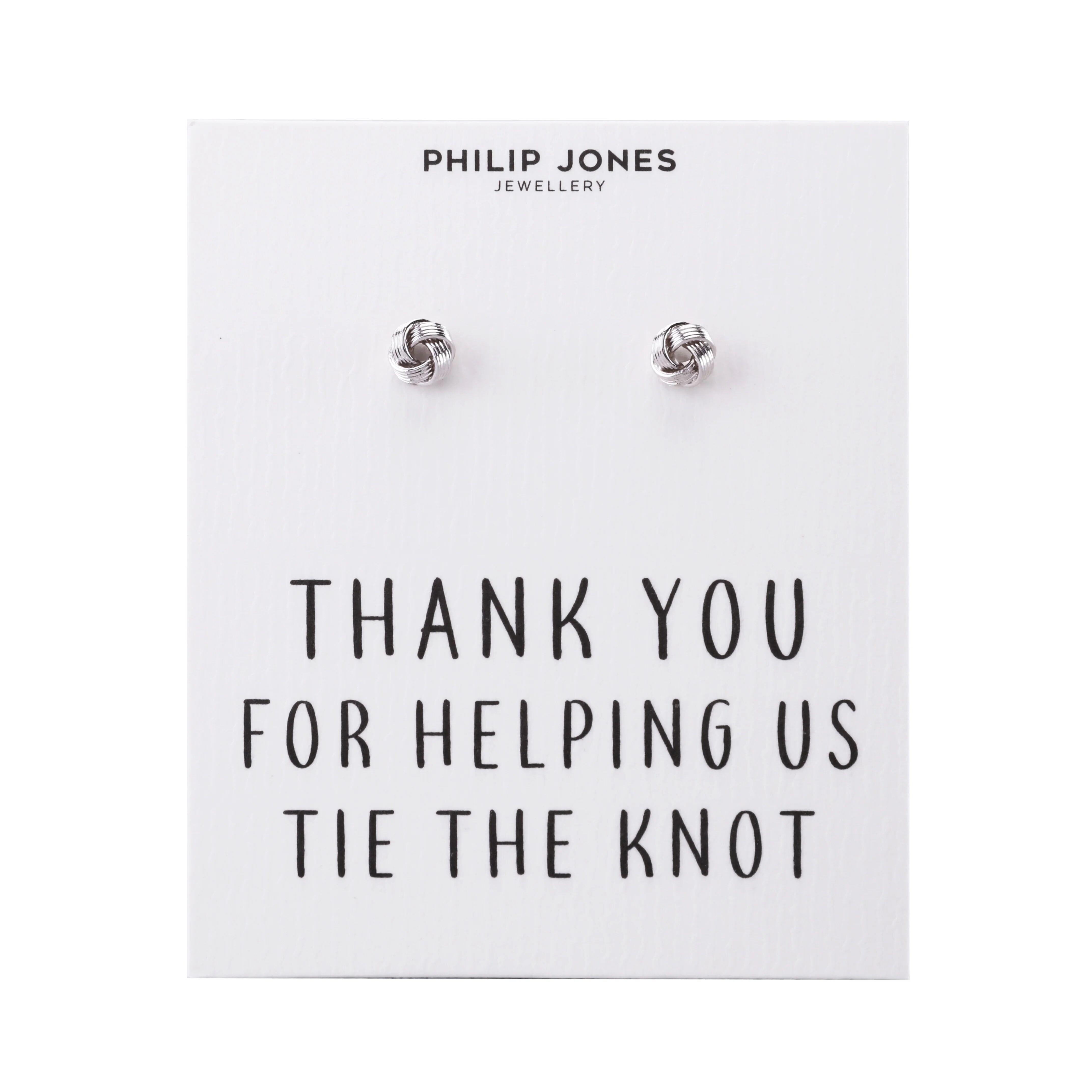 Philip Jones Jewellery Silver Plated Thank You for Helping us Tie The Knot Earrings with Quote Card