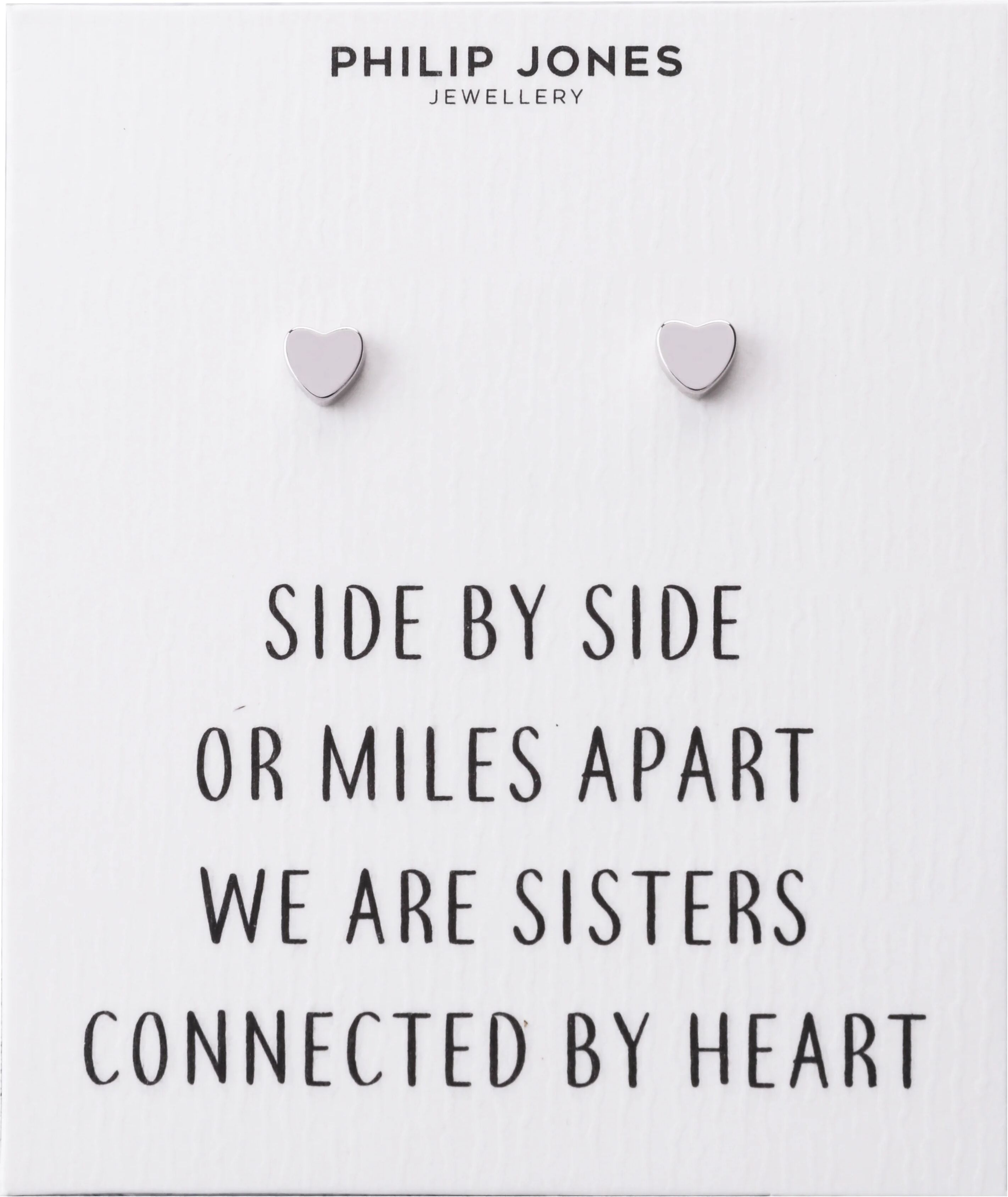 Philip Jones Jewellery Silver Plated Sister Heart Stud Earrings with Quote Card