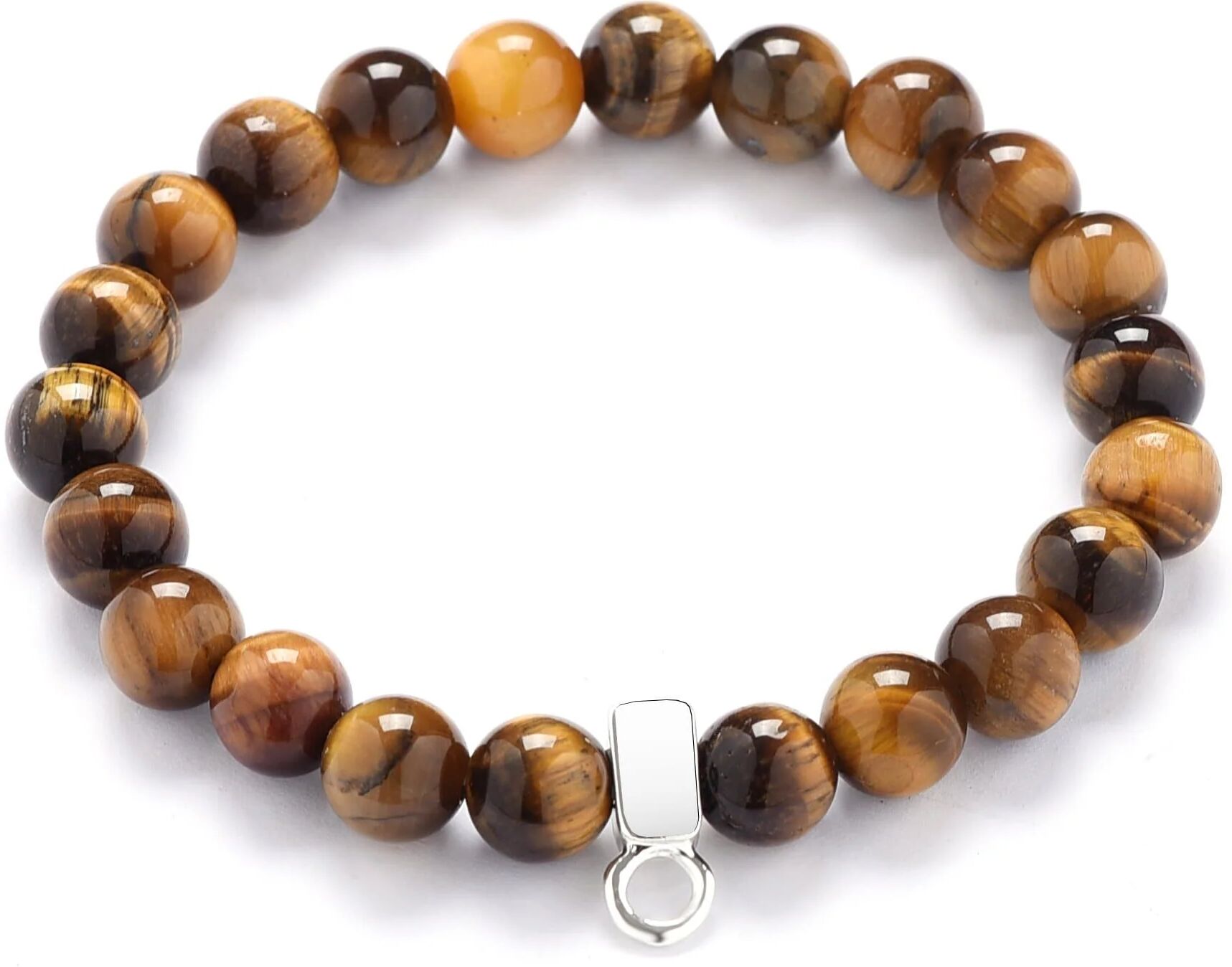 Philip Jones Jewellery Tiger's Eye Gemstone Charm Stretch Bracelet