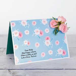 www.flowercard.co.uk Letterbox Flowers with Pink Rose Heads and Rosemary Sprigs