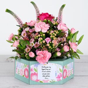 www.flowercard.co.uk Dutch Rose accented with Veronica, Carnations and Wax Flowers 3D Flowerbox