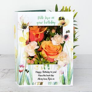 www.flowercard.co.uk Peach Roses and Peach Spray Carnations with Hypericum Berries