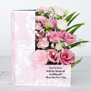 www.flowercard.co.uk Pink Carnations and Lisianthus accented with White Gypsophila Birthday Flowercard
