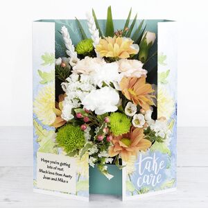 www.flowercard.co.uk White and Peach Spray Carnations, Rustic White Wheat Heads and Green Santini Flowercard