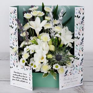 www.flowercard.co.uk Sympathy Flowers with White Freesia, Dried Lavender, Silver Wheat and Chrysanthemums