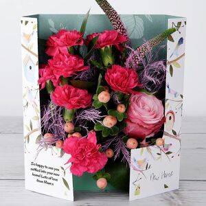 www.flowercard.co.uk New Home Congratulation Flowers with Dutch Rose, Veronica, Spray Carnations, Hypericum, Tree Fern and Ruscus