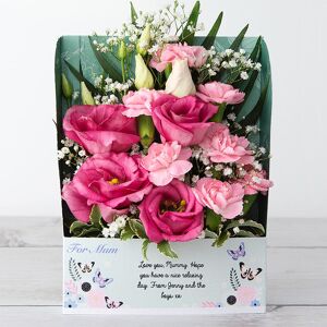 www.flowercard.co.uk Mother's Day Flowers with Spray Carnations, Lisianthus, Gypsophila, Pittosporum and Chico Leaf