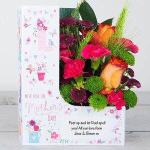 www.flowercard.co.uk Mother's Day Flowers with Orange Roses, Lime Santini, Spray Carnations, Chrysanthemums and Chico Leaf