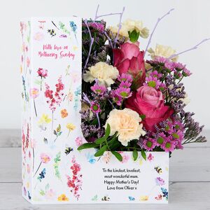 www.flowercard.co.uk Mother's Day Flowers with Kenyan Roses, Spray Carnations, Chrysanthemums, Limonium, Birch Twig and Pistache