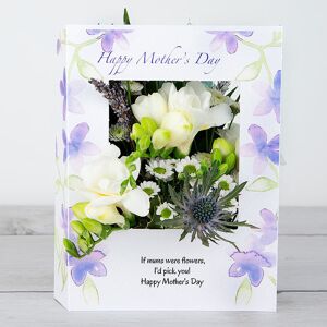 www.flowercard.co.uk White Freesias with Lavender, Santini and Chrysanthemum Mother's Day Flowers
