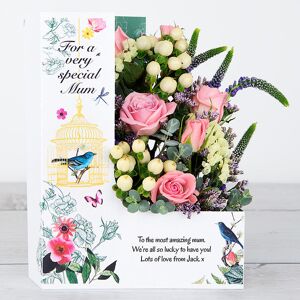 www.flowercard.co.uk Mother's Day Flowers with Spray Roses, Veronica, Hypericum, Limonium, Lemon Statice and Eucalyptus Gunnii