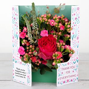 www.flowercard.co.uk Dutch Rose with Bursts of Kalanchoe, Veronica and Eucalyptus Thank You Flowers