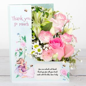 www.flowercard.co.uk Pink Rose and White Alstroemeria with Gypsophila and Lisianthus Thank You Flowers